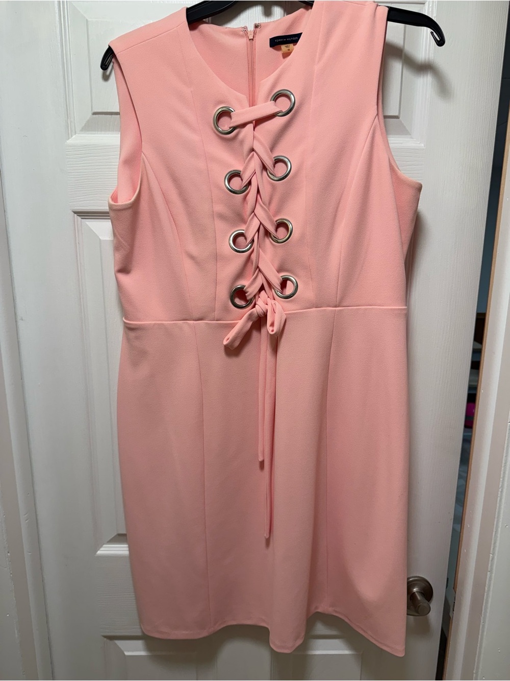 Tommy Hilfiger Pink Lace-Up Sleeveless Mini Dress